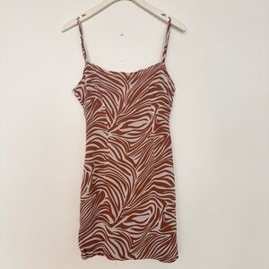 Zebra Print Brown Mini Dress